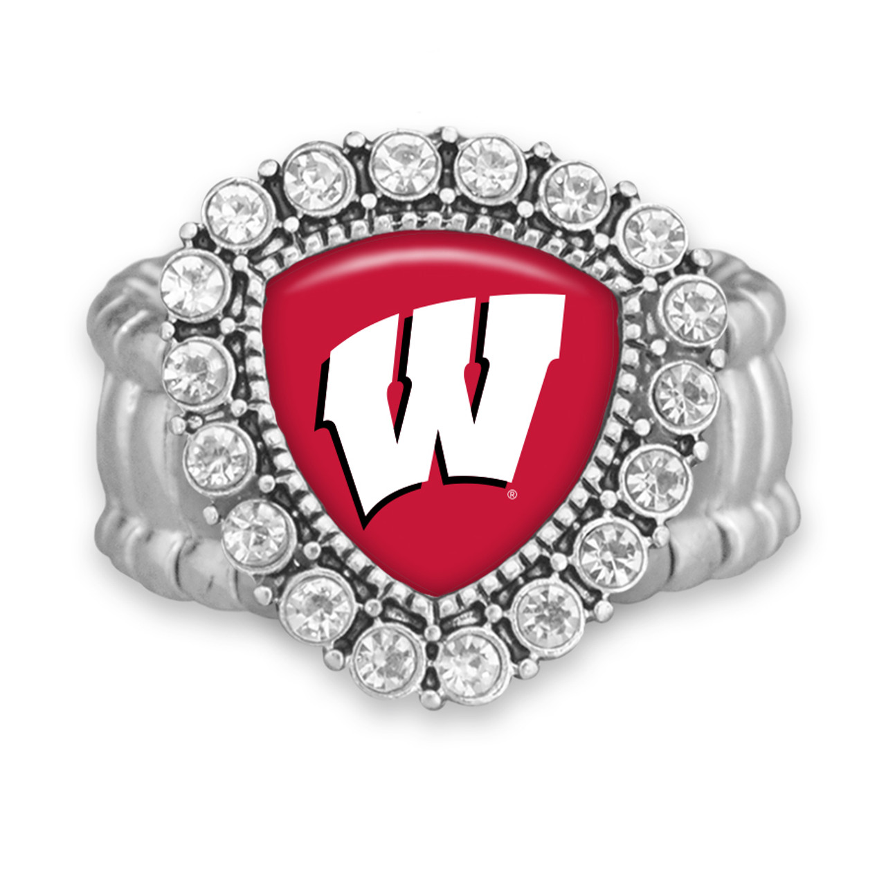 Wisconsin Badgers Stretch Ring- Crystal Shield