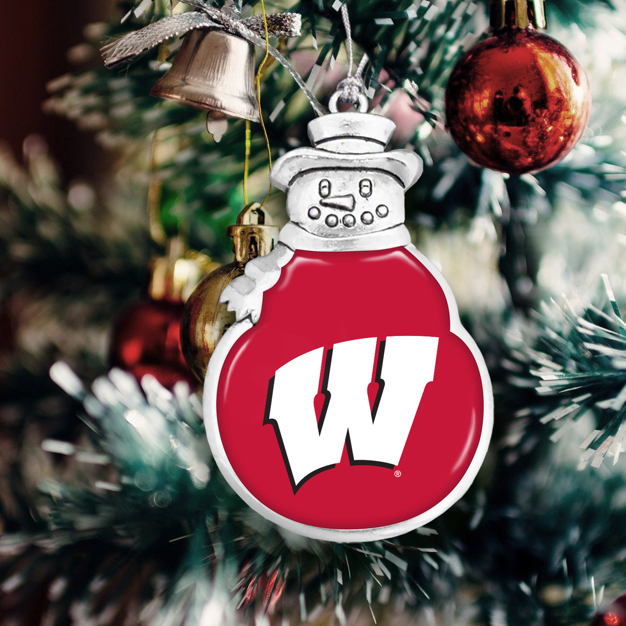 Wisconsin Badgers Christmas Ornament- Snowman