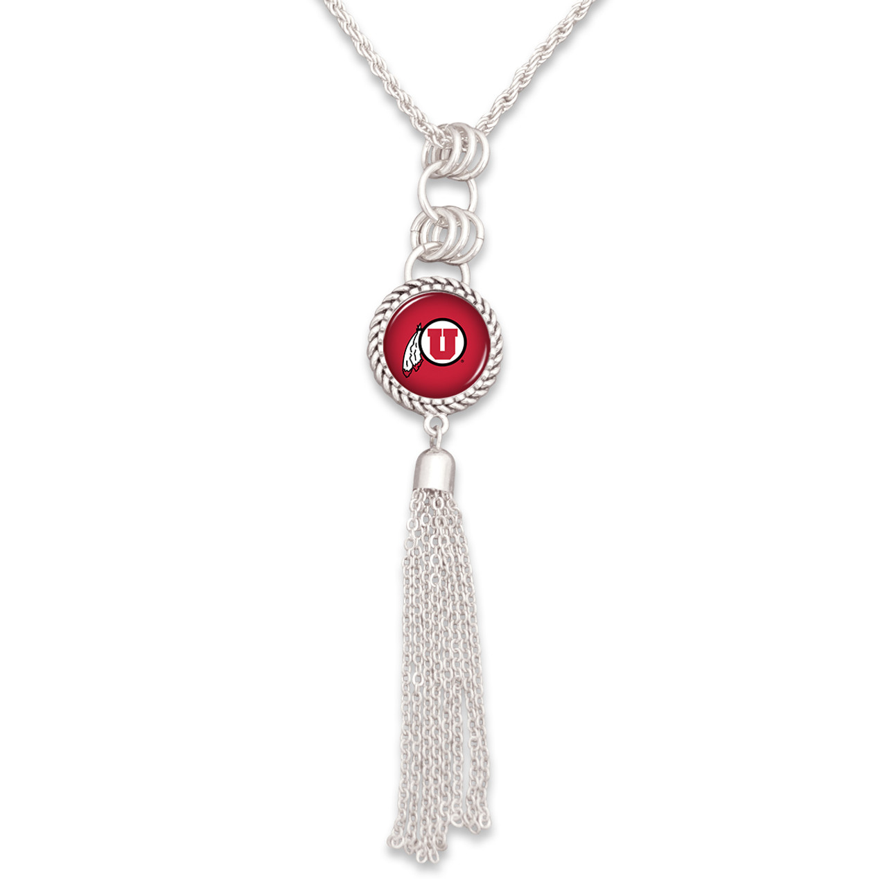 Utah Utes Silver Tassel Necklace