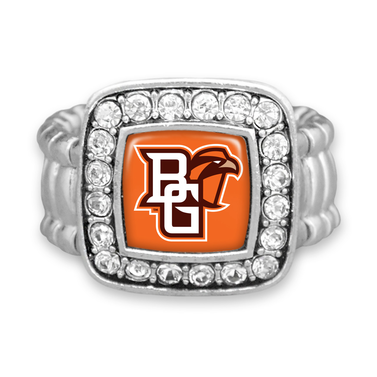 Bowling Green State Falcons Stretch Ring- Crystal Square