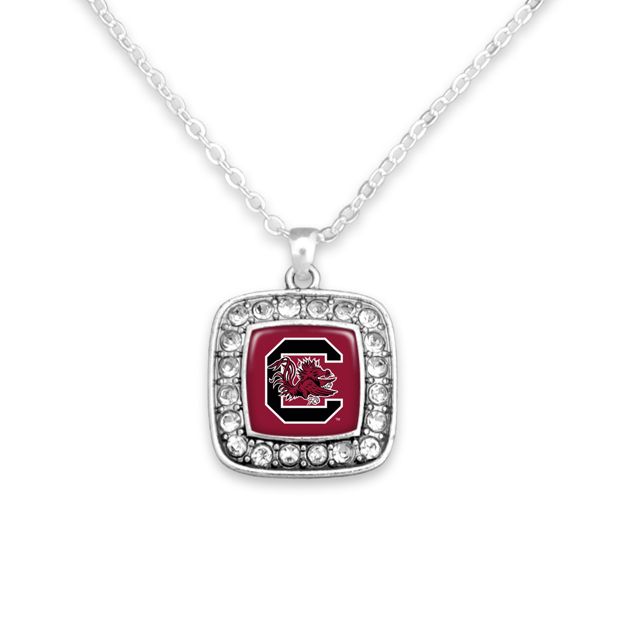 South Carolina Gamecocks Necklace- Crystal Square