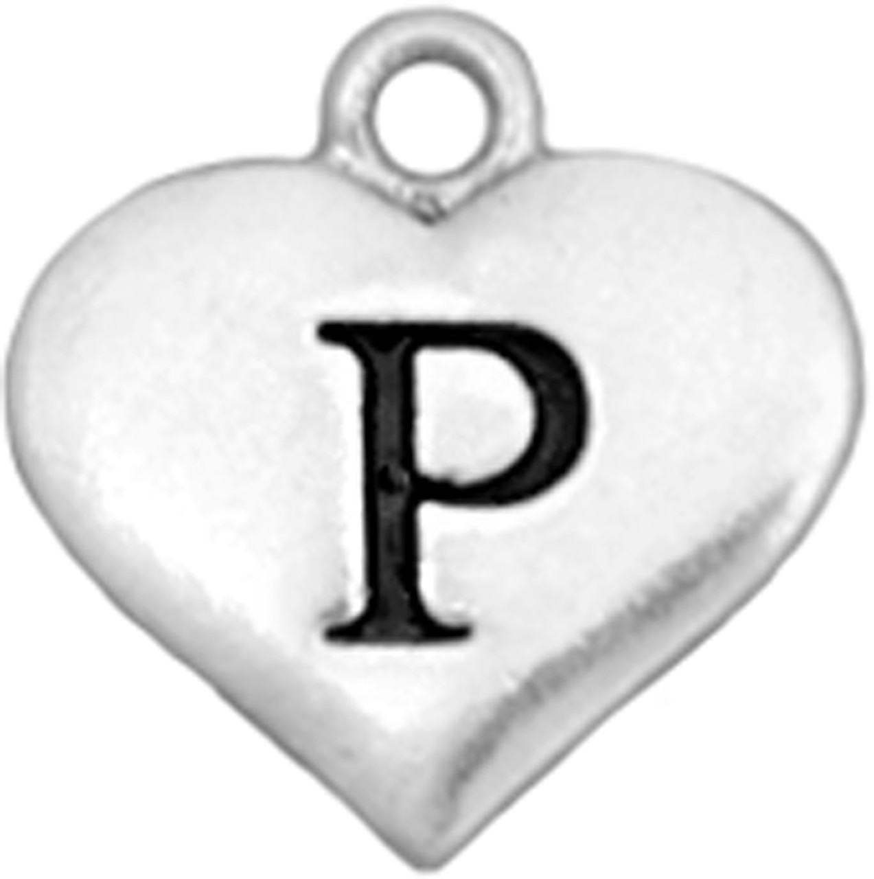 Initials Accent Charm- Heart- "P"