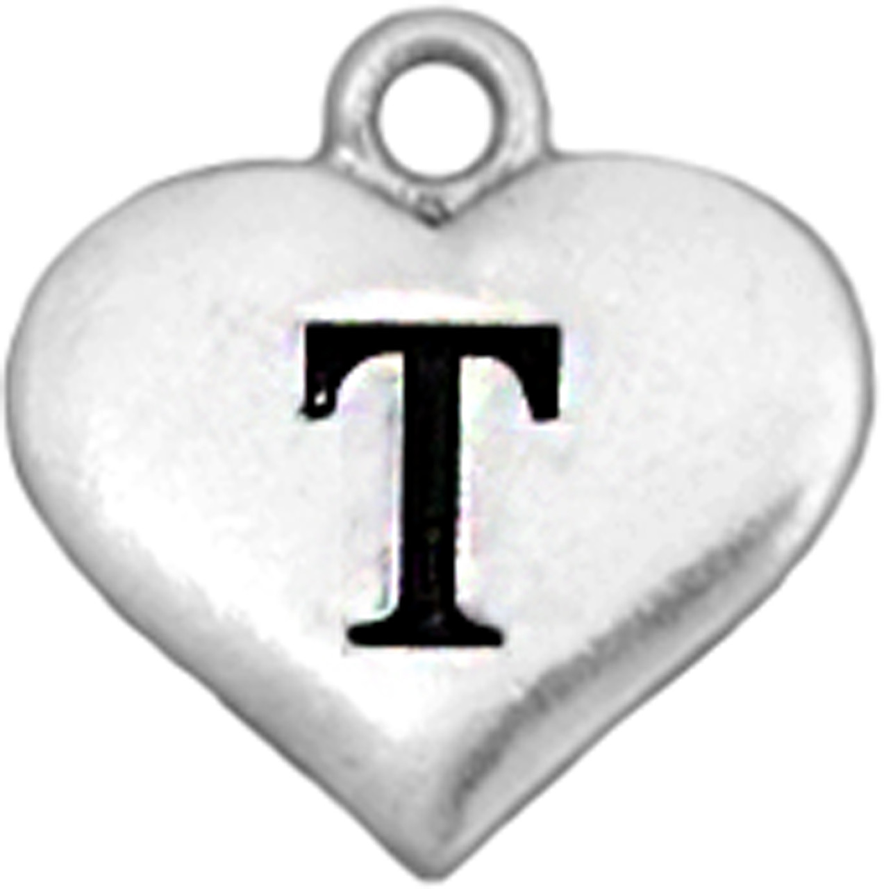 Initials Accent Charm- Heart- "T"