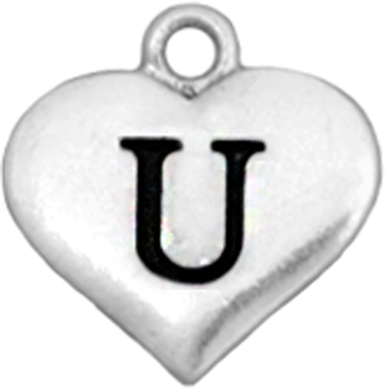 Initials Accent Charm- Heart- "U"