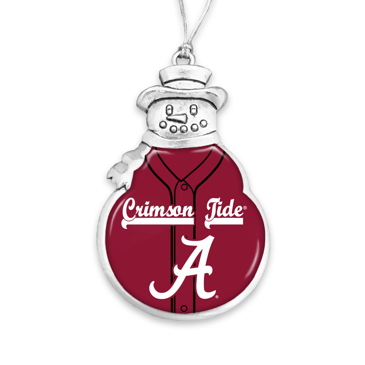 Alabama Crimson Tide Christmas Ornament- Snowman with Baseball Jersey