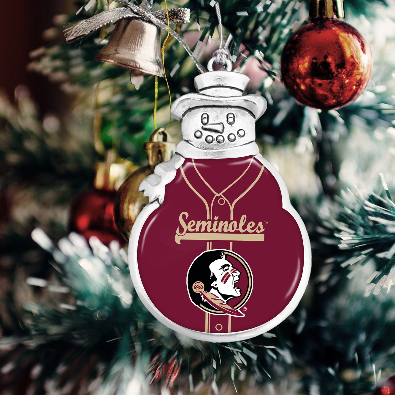 Florida State Seminoles Snowman Ornament with Baseball Jersey