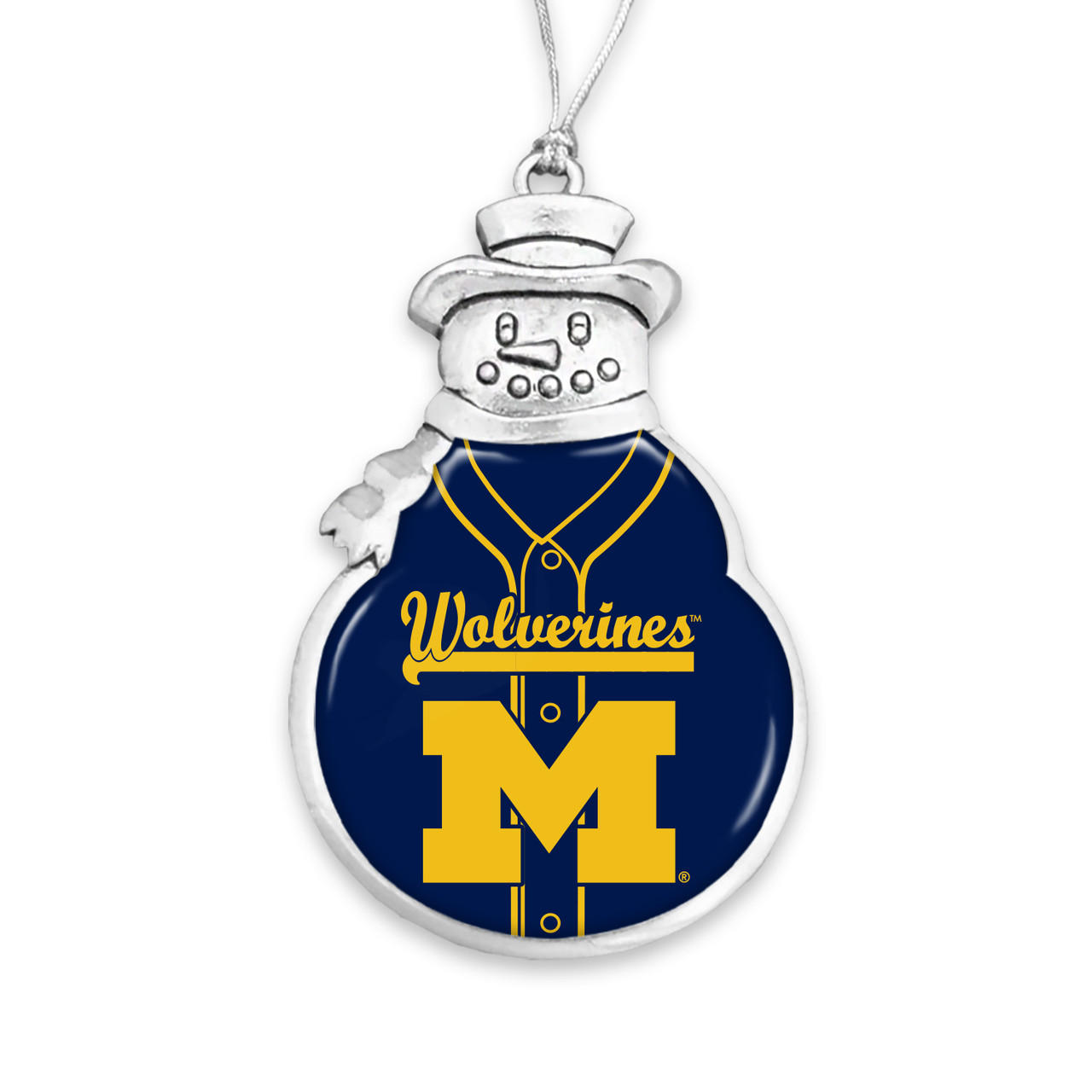 Michigan Wolverines Snowman Ornament with Baseball Jersey