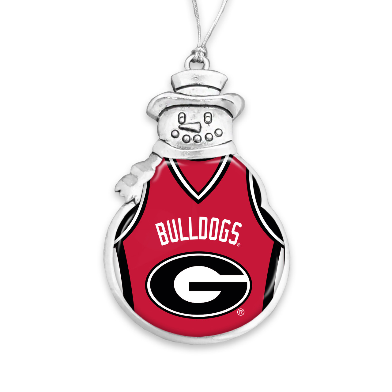 Georgia Bulldogs Snowman Ornament with Basketball Jersey