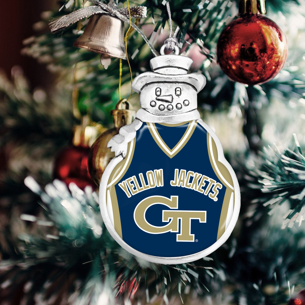 Georgia Tech Yellow Jackets Christmas Ornament- Snowman with Basketball Jersey