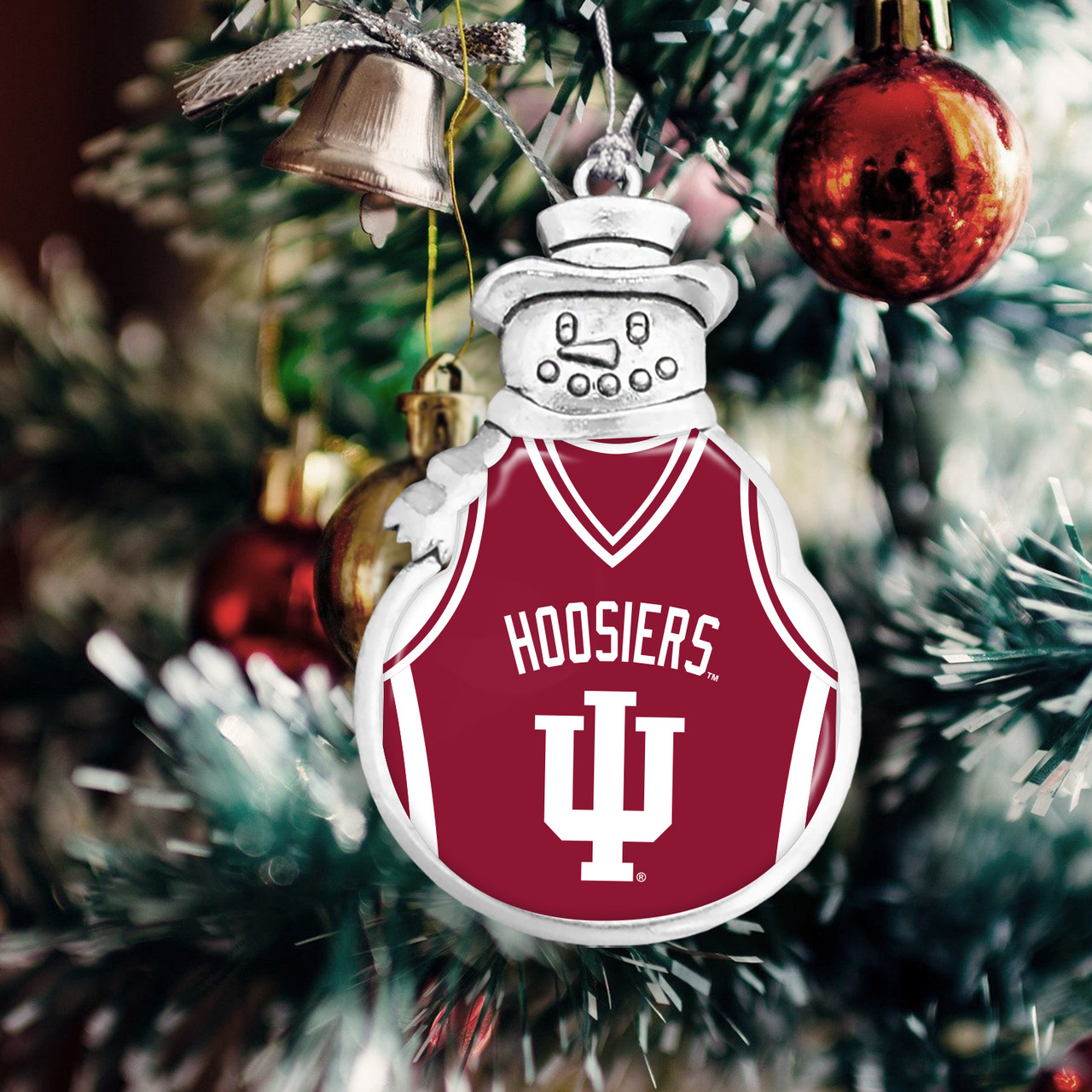 Indiana Hoosiers Christmas Ornament- Snowman with Basketball Jersey