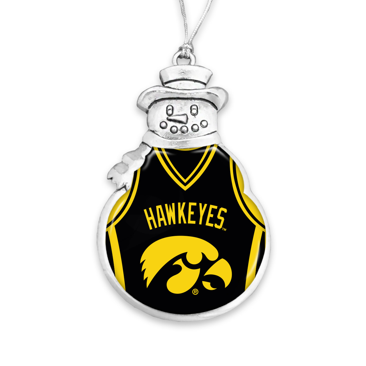 Iowa Hawkeyes Snowman Ornament with Basketball Jersey