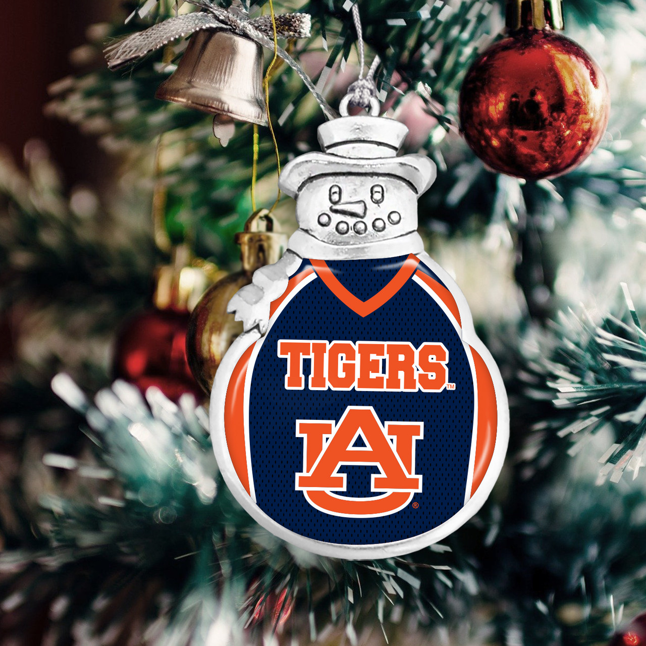 Auburn Tigers Snowman Ornament with Football Jersey