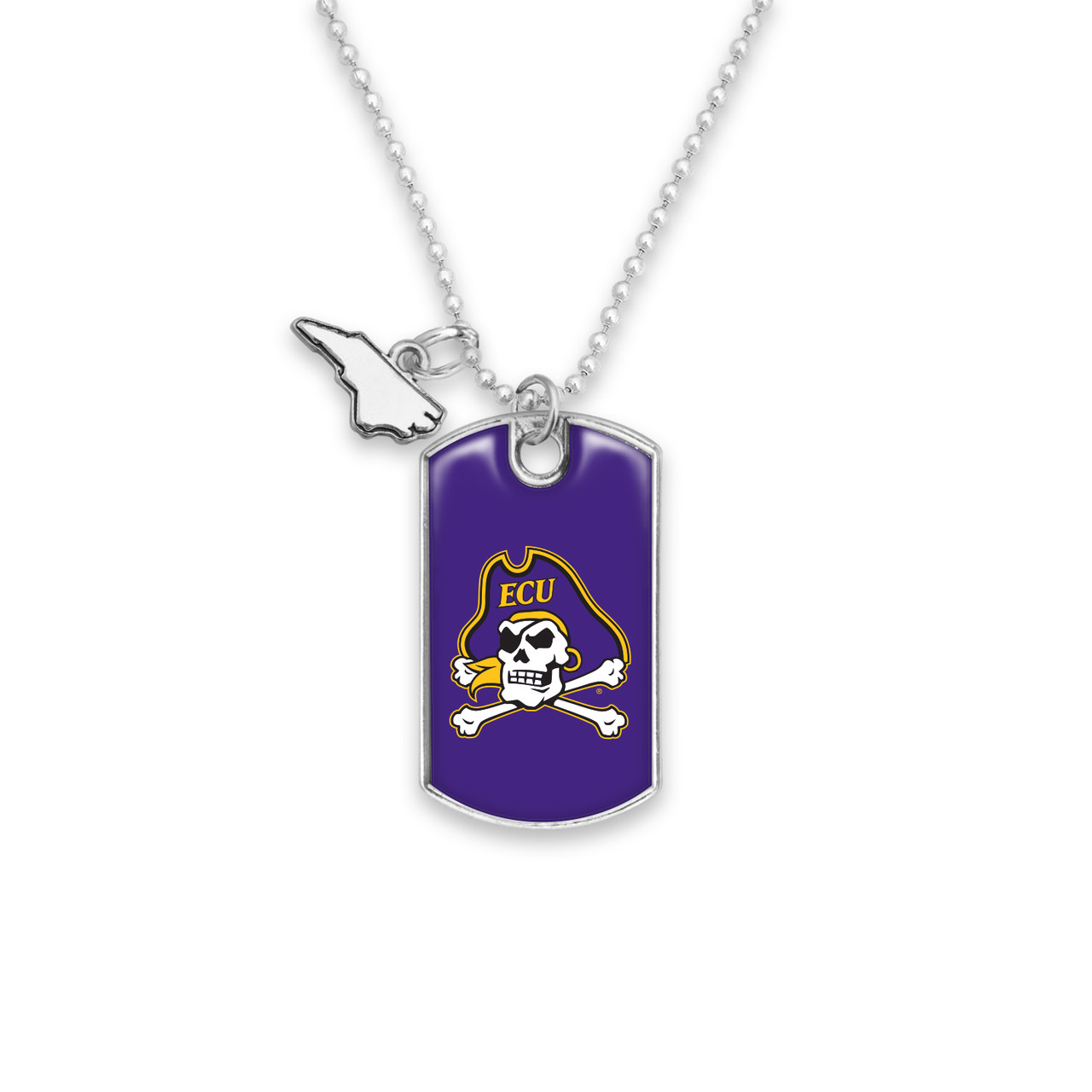 East Carolina Pirates Car Charm- Rear View Mirror Dog Tag with State Charm