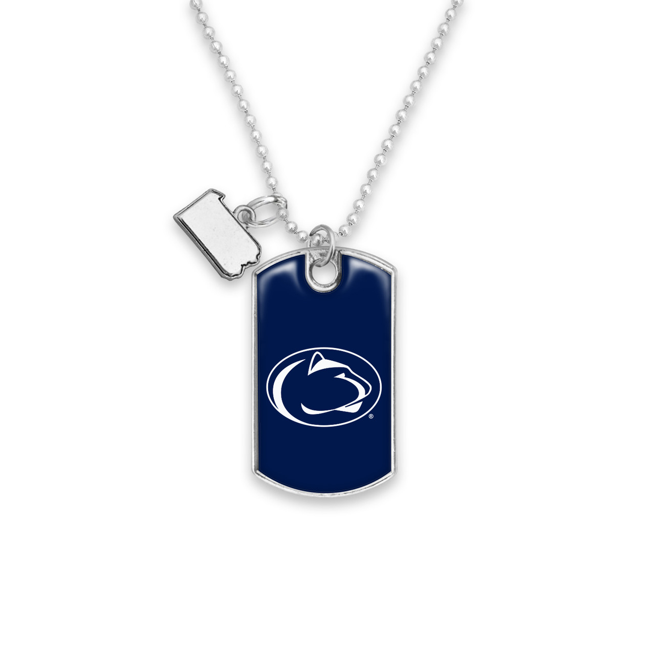Penn State Nittany Lions Car Charm- Rear View Mirror Dog Tag with State Charm