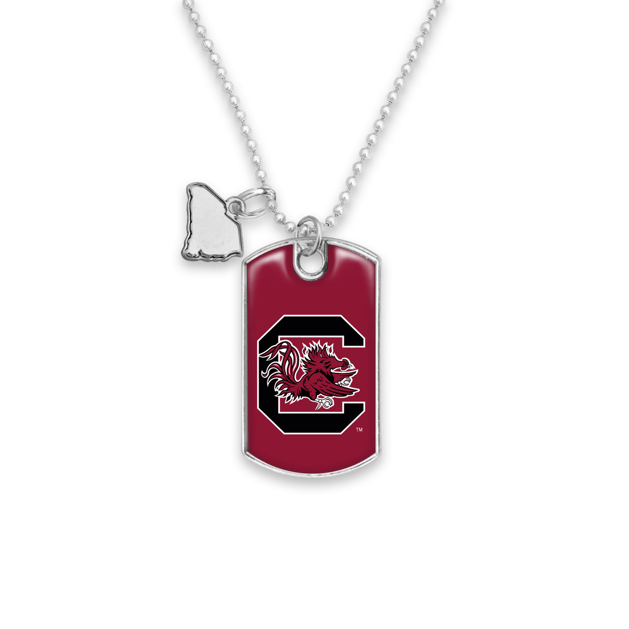 South Carolina Gamecocks Car Charm- Rear View Mirror Dog Tag with State Charm