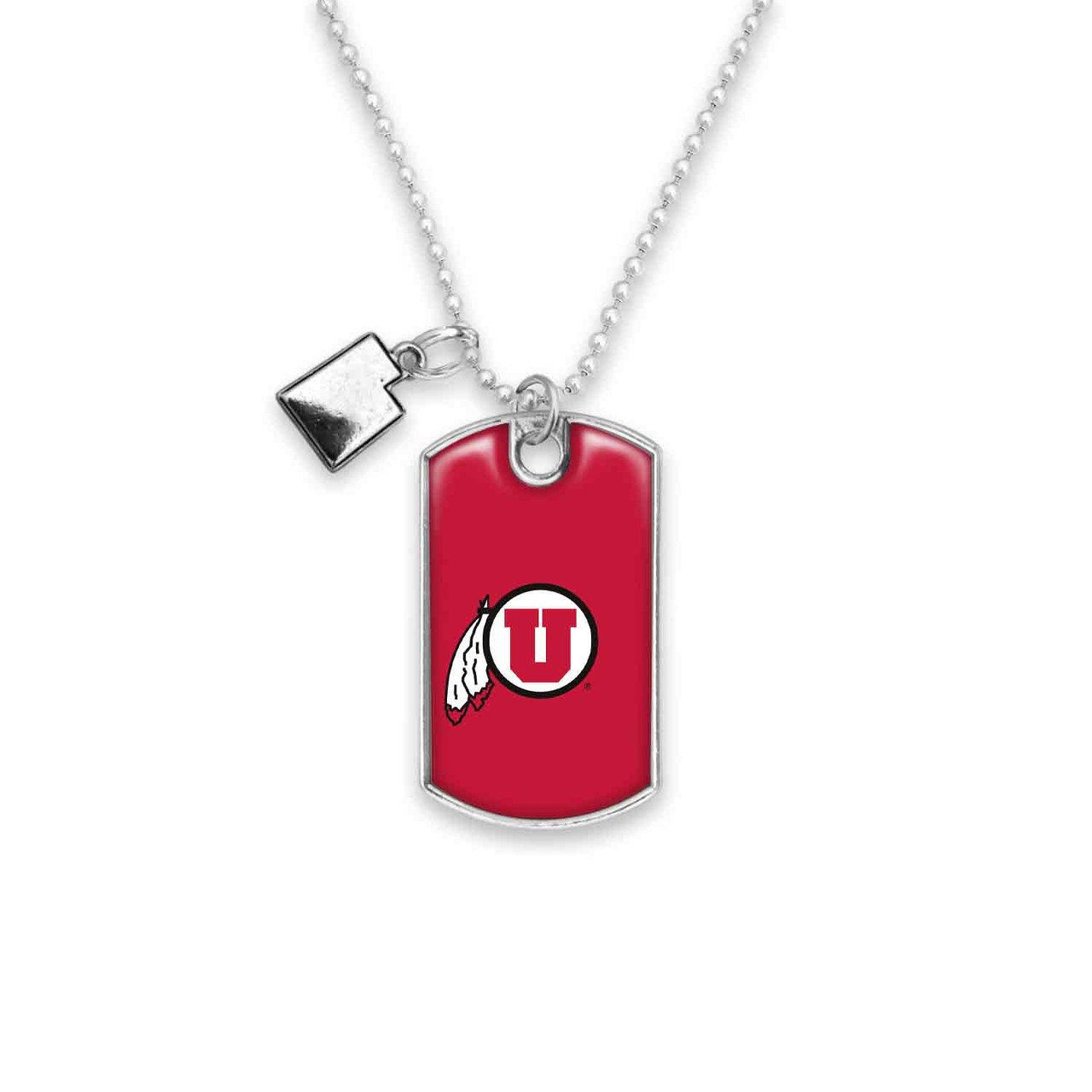 Utah Utes Car Charm- Rear View Mirror Dog Tag with State Charm