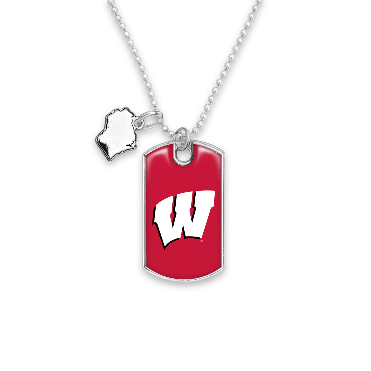 Wisconsin Badgers Car Charm- Rear View Mirror Dog Tag with State Charm