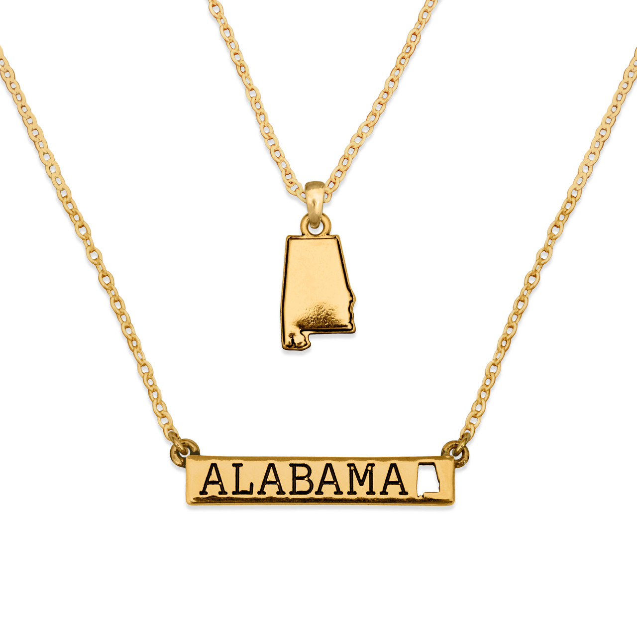 Alabama Gold Double Down State Necklace