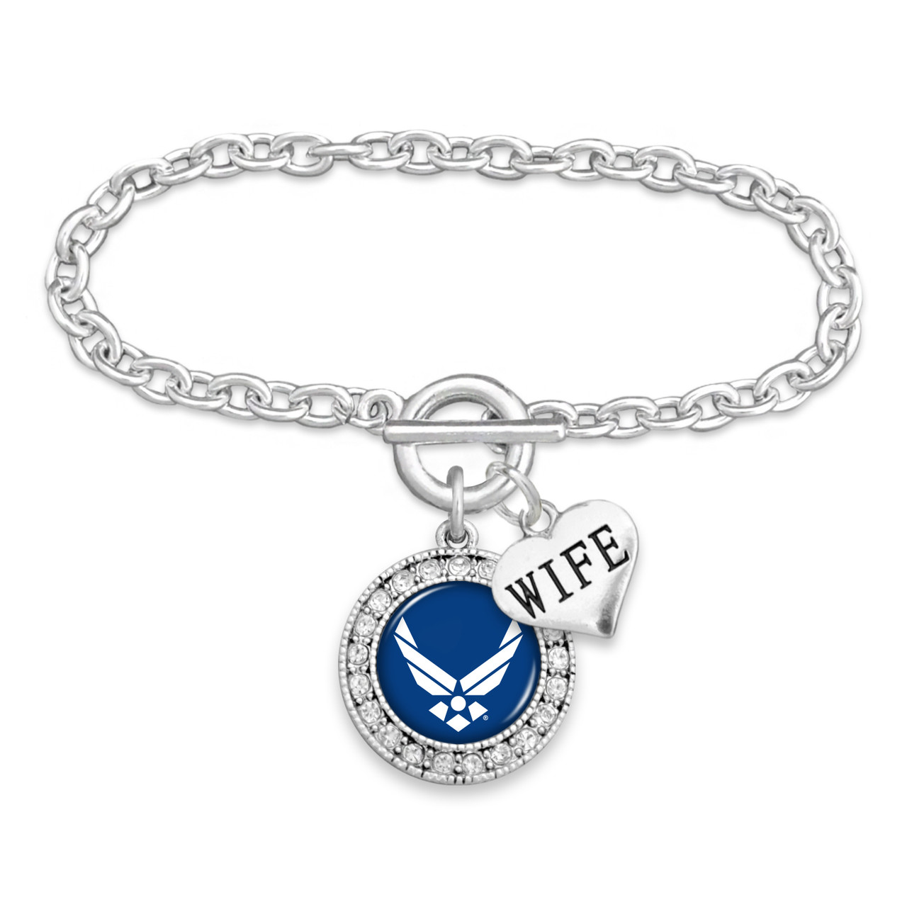 U.S. Air Force® Collection- U.S. Air Force® Bracelet -Round Crystal with Wife Accent Charm