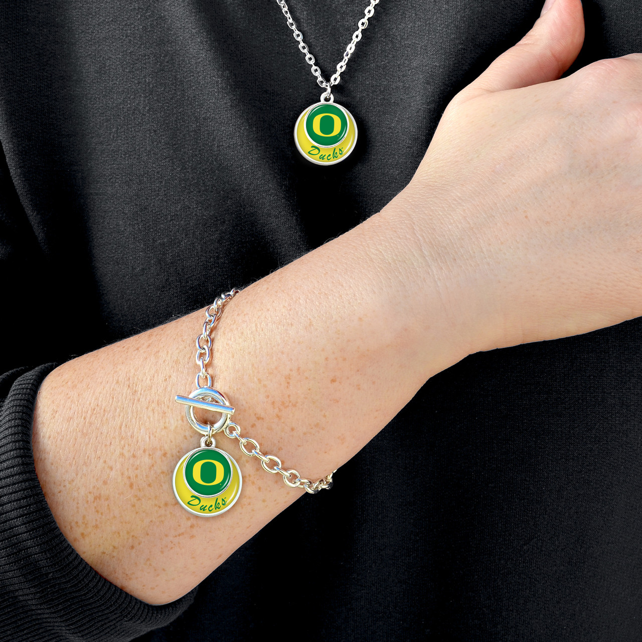 Oregon Ducks Bracelet- Stacked Disk