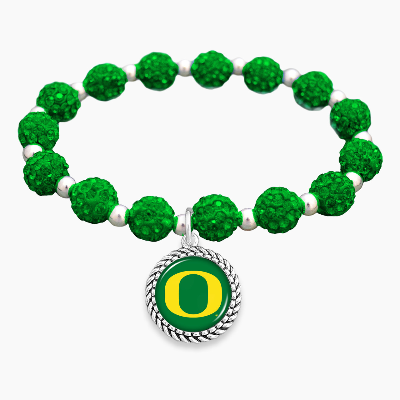 Bracelets- Oregon Ducks Team Color Sparkle Stretchy Bracelet