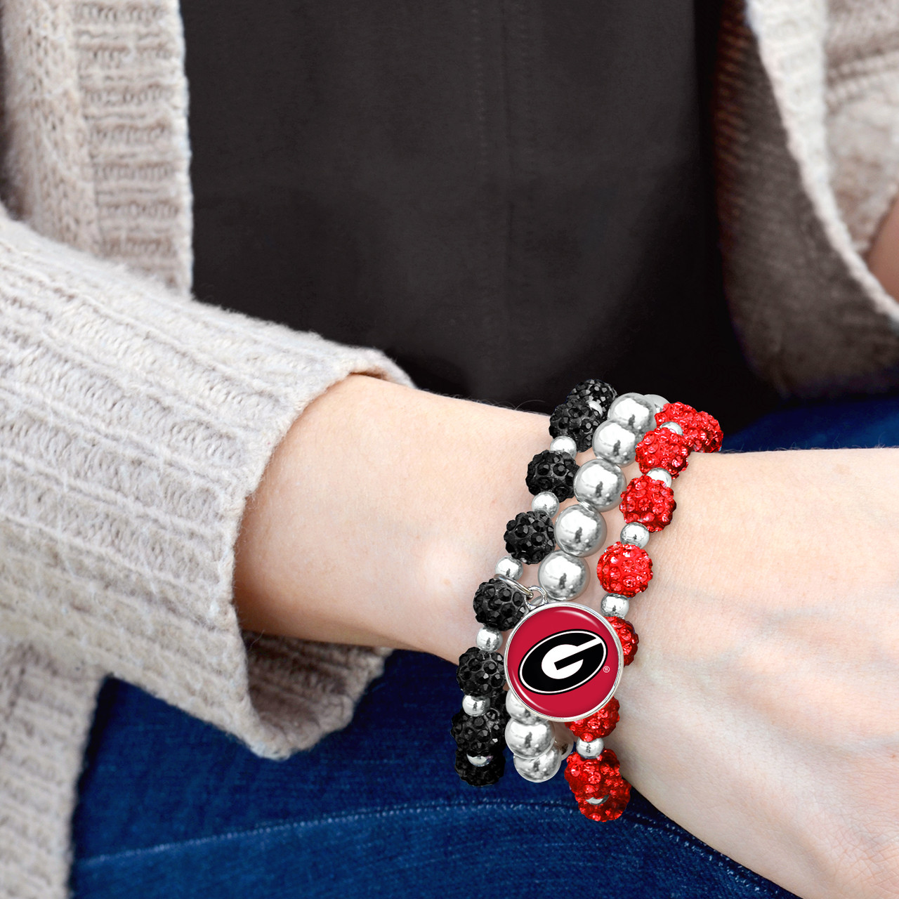 Georgia Bulldogs Bracelet- Amanda Stack- Sparkle