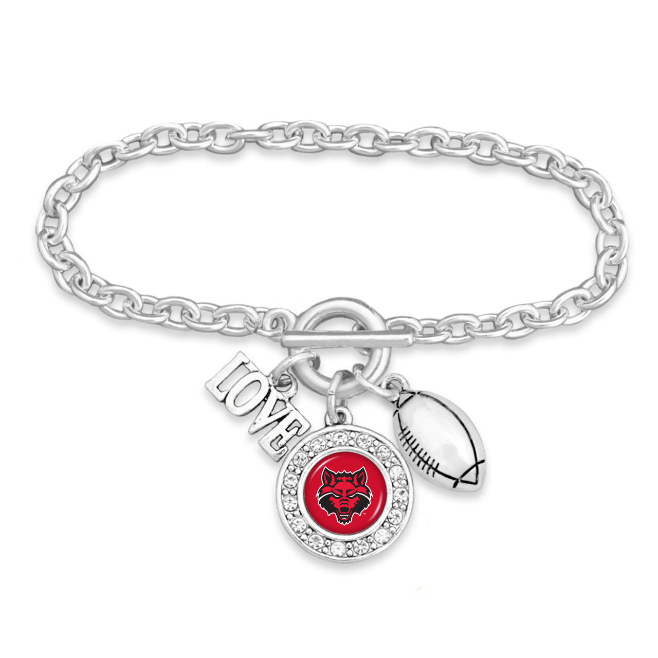 Arkansas State Red Wolves Toggle Bracelet- Football, Love and Logo