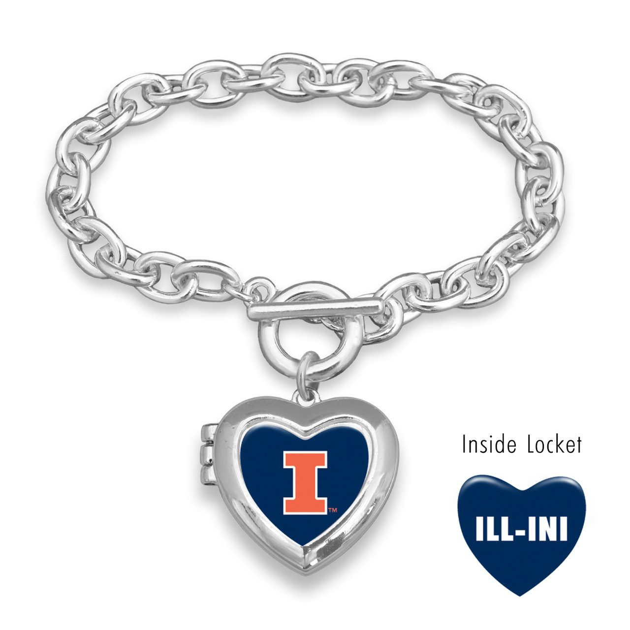 Illinois Illinis Toggle Bracelet- Bella Locket