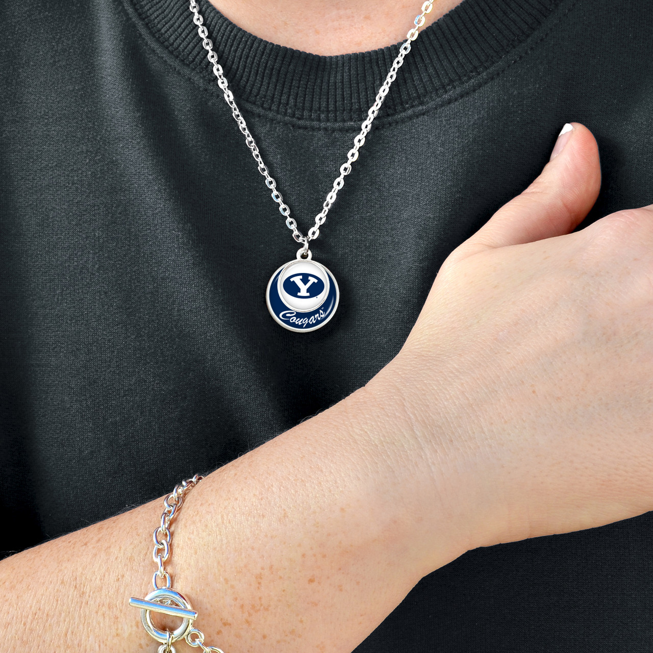BYU Cougars Necklace- Stacked Disk