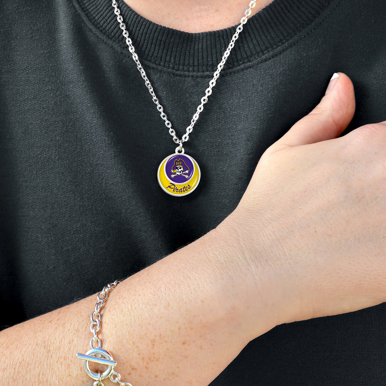 East Carolina Pirates Necklace- Stacked Disk