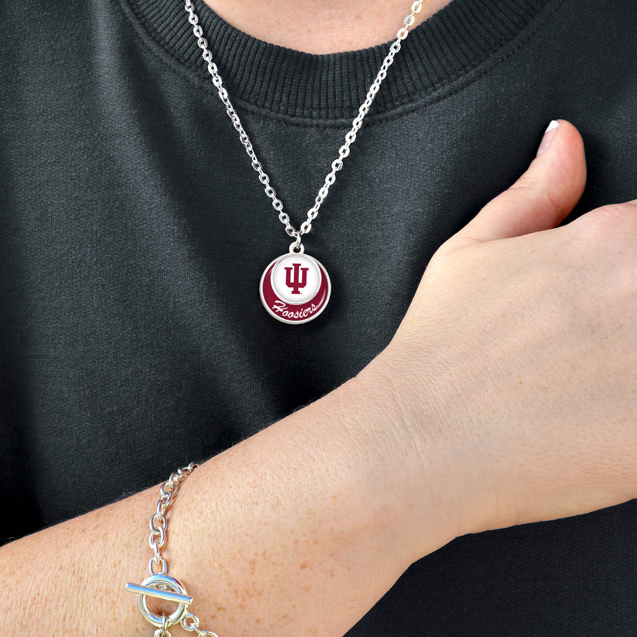 Indiana Hoosiers Necklace- Stacked Disk