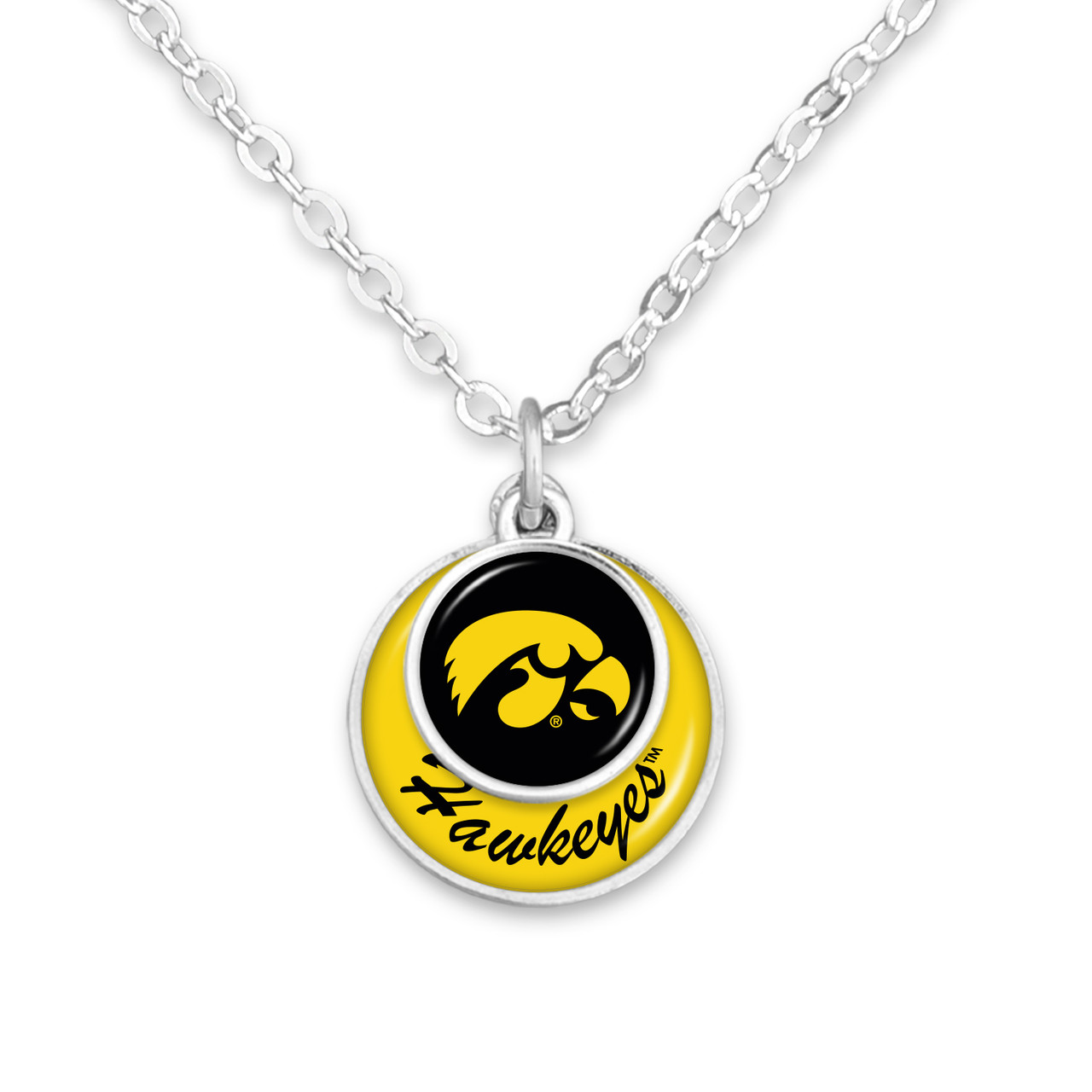 Iowa Hawkeyes Necklace- Stacked Disk