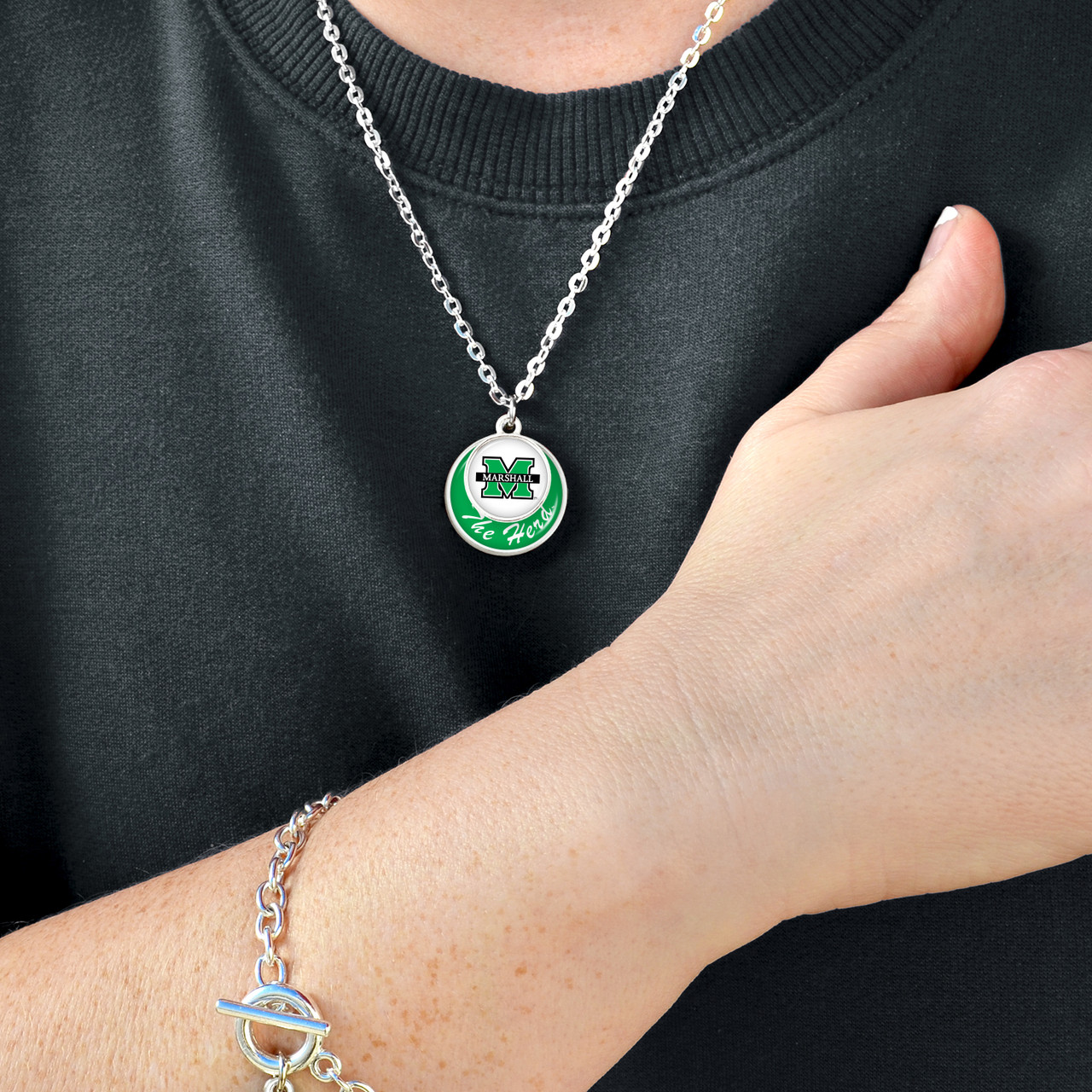 Marshall Thundering Herd Necklace- Stacked Disk