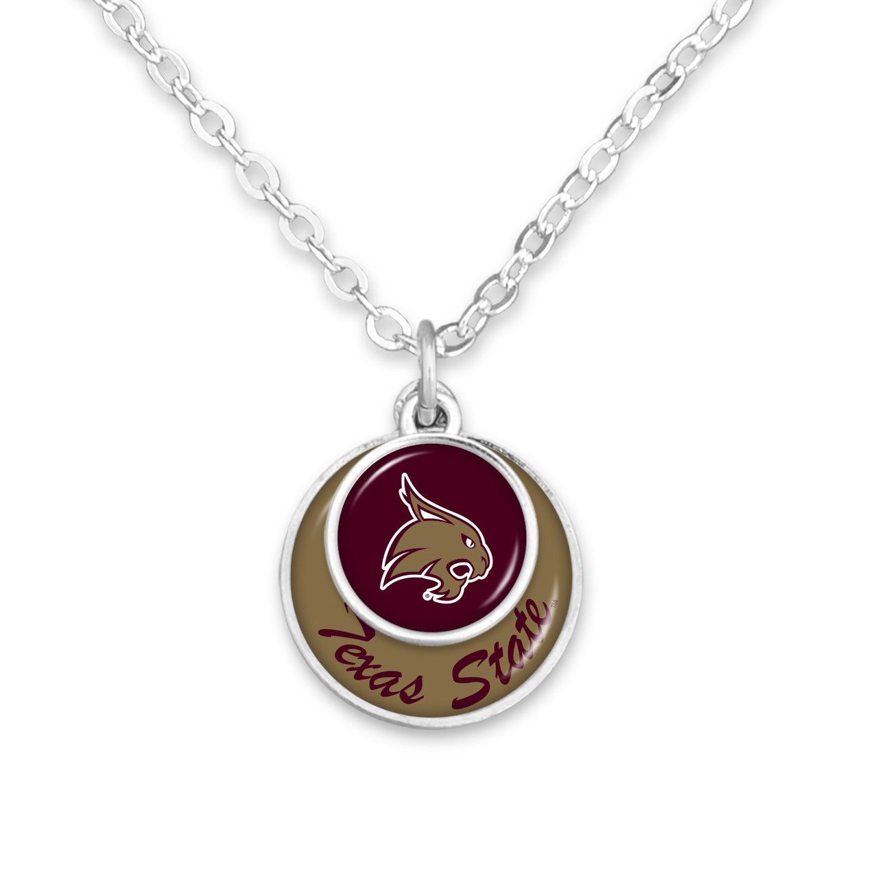 Texas State Bobcats Necklace- Stacked Disk