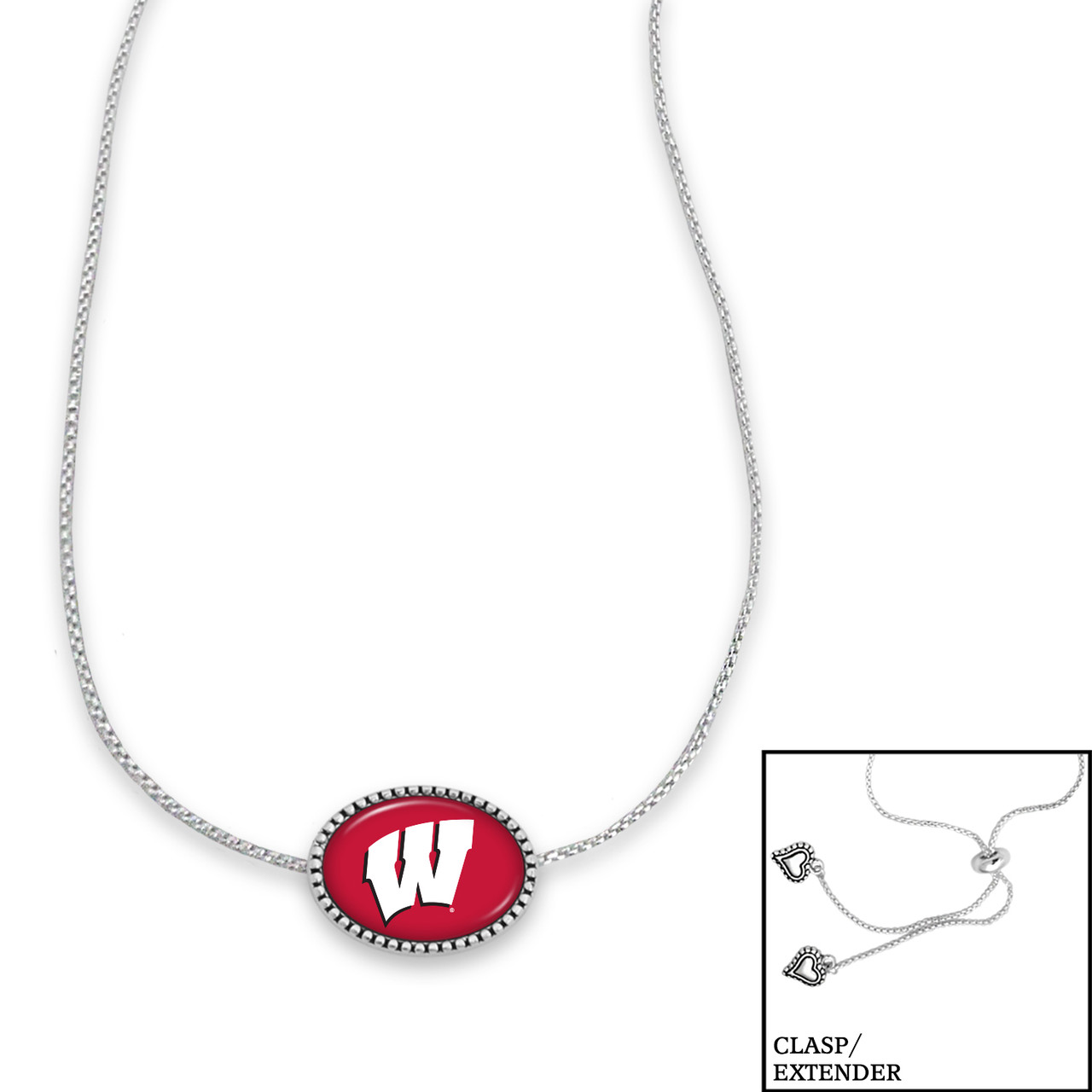 Wisconsin Badgers Necklace- Kennedy (Adjustable Slider Bead)