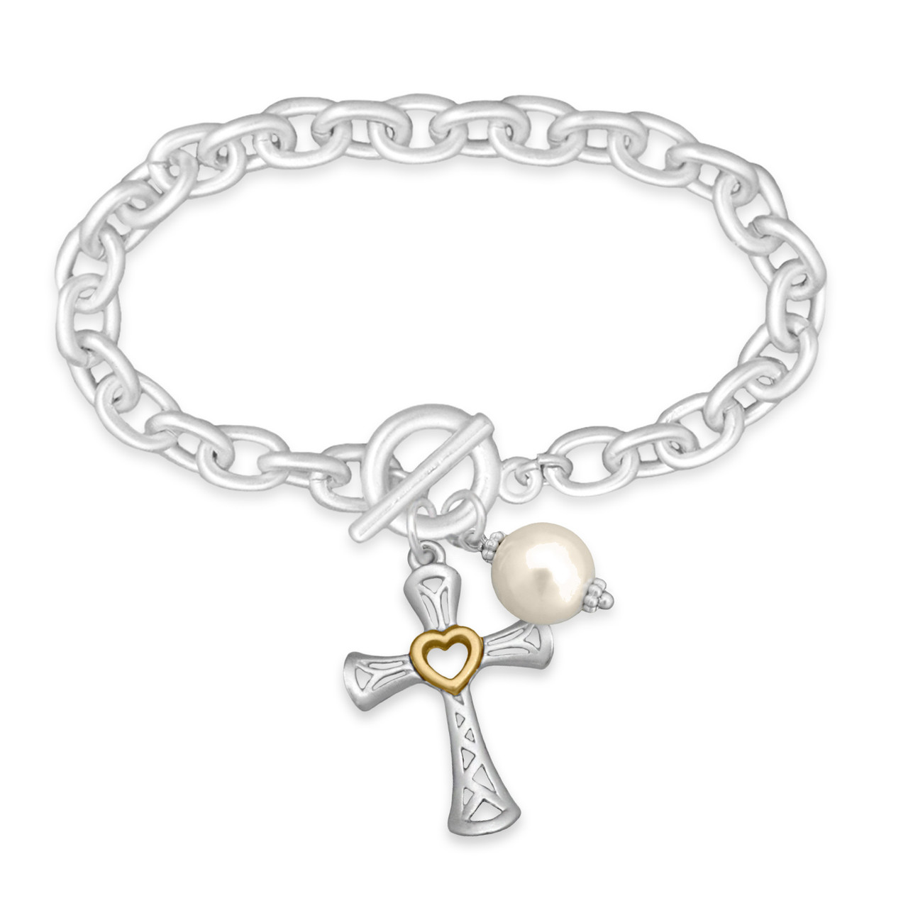 Ornate Cross Matte Toggle Bracelet SKU 55618