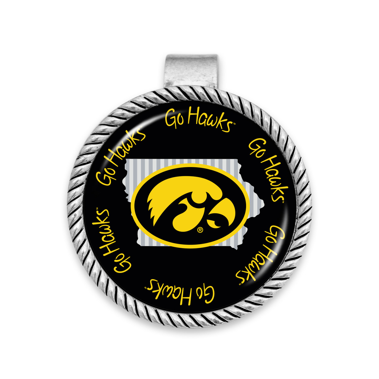 Iowa Hawkeyes Visor Clip- Striped State Background