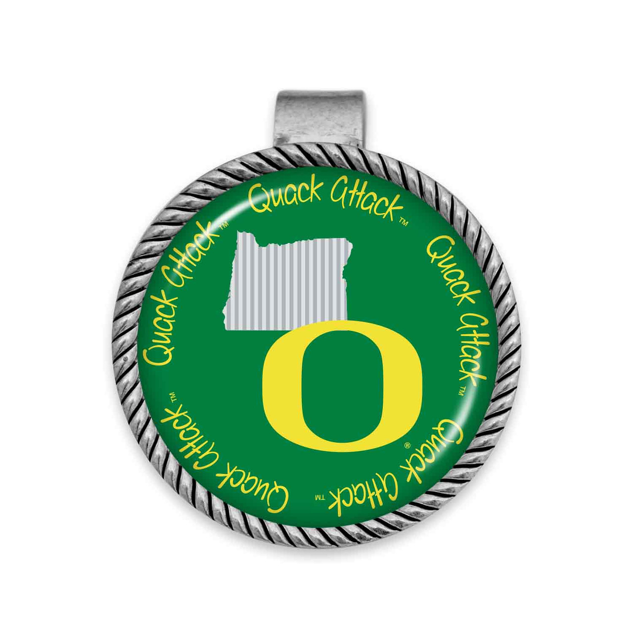 Oregon Ducks Visor Clip- Striped State Background