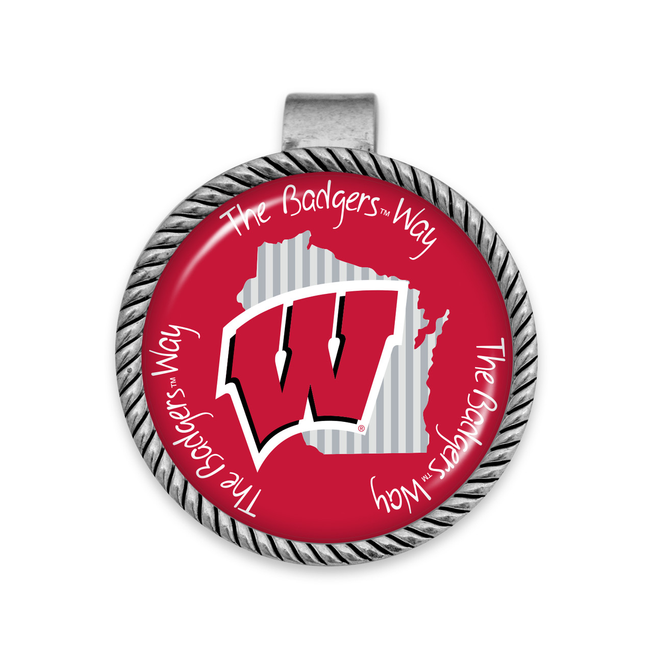 Wisconsin Badgers Visor Clip- Striped State Background