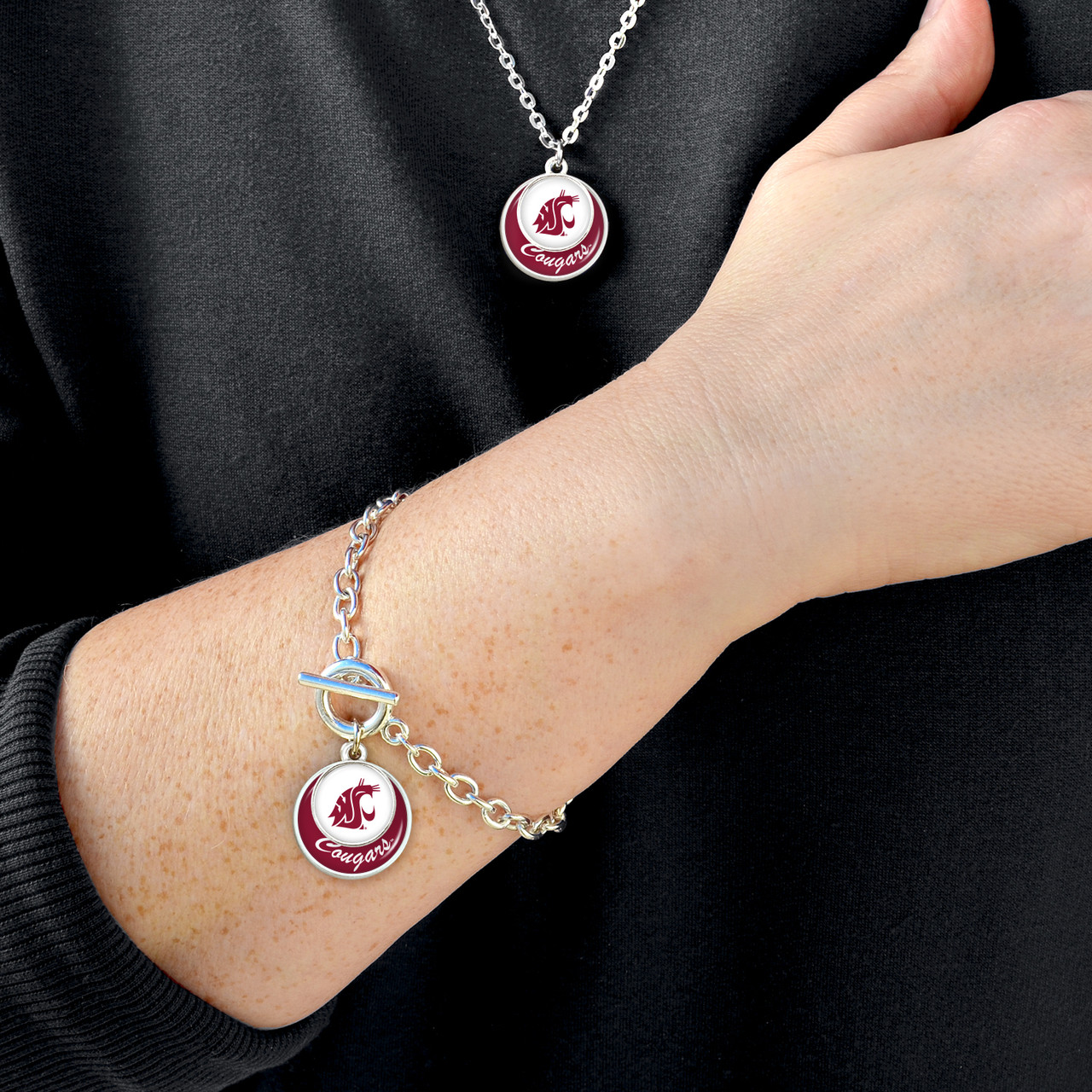 Washington State Cougars Bracelet- Stacked Disk