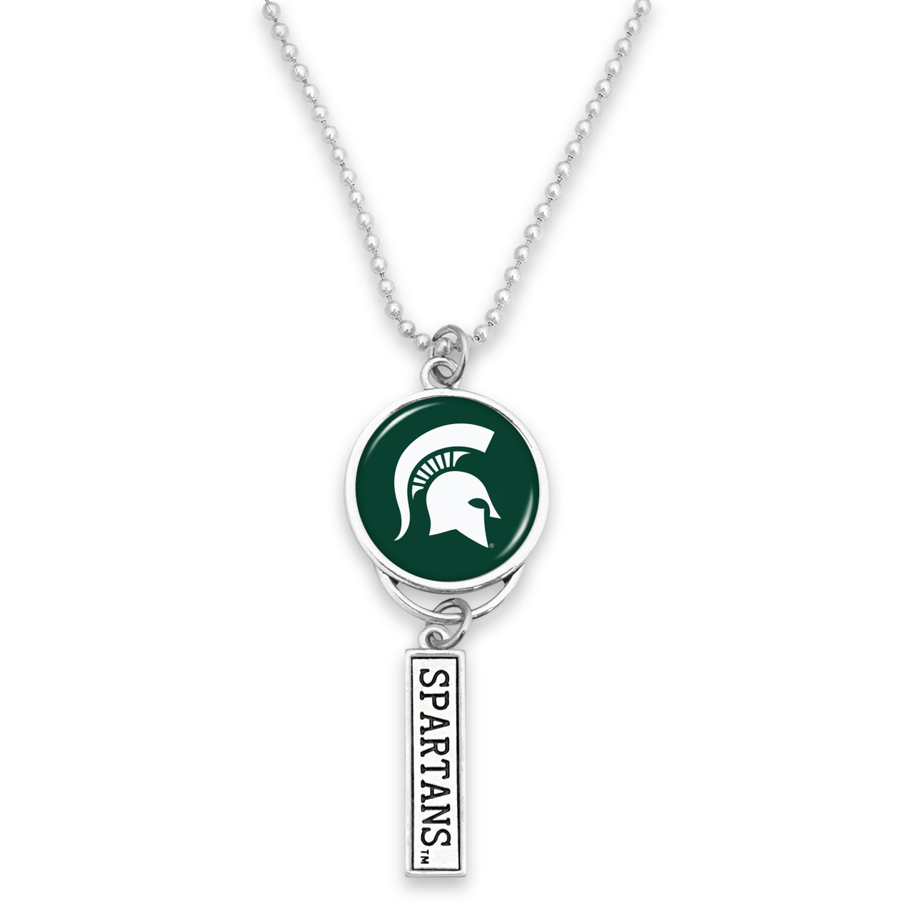 Michigan State Spartans Car Charm- Rear View Mirror Logo with Trifecta Bar/Nameplate