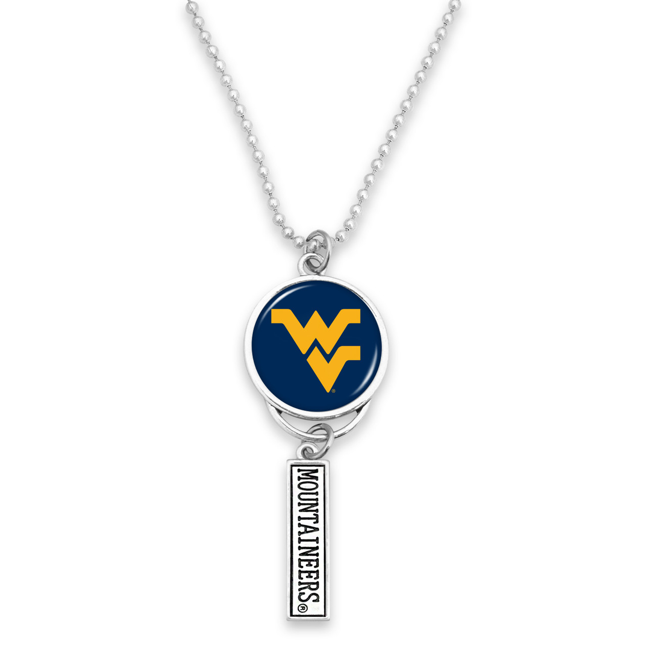 West Virginia Mountaineers Car Charm- Rear View Mirror Logo with Trifecta Bar/Nameplate
