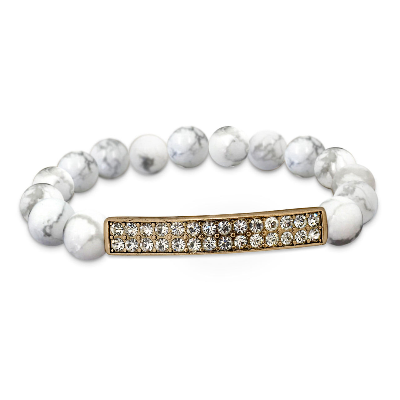 Natural Instincts White Pave Stretch Bracelet