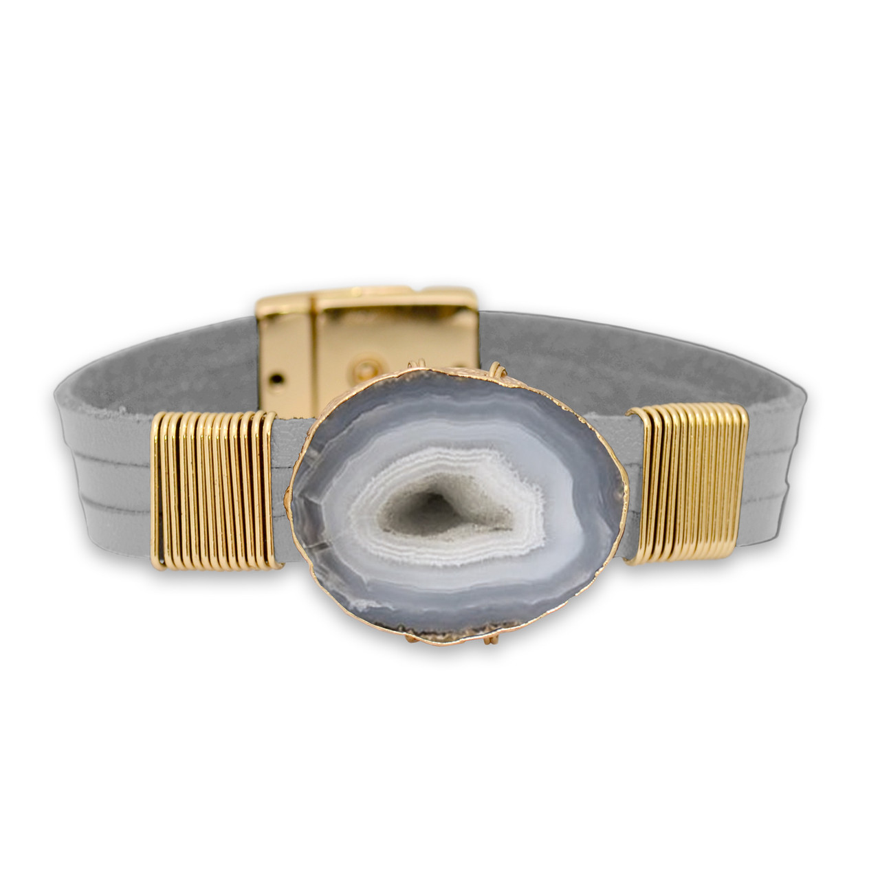 Natural Instincts Gray Stone Snap Bracelet