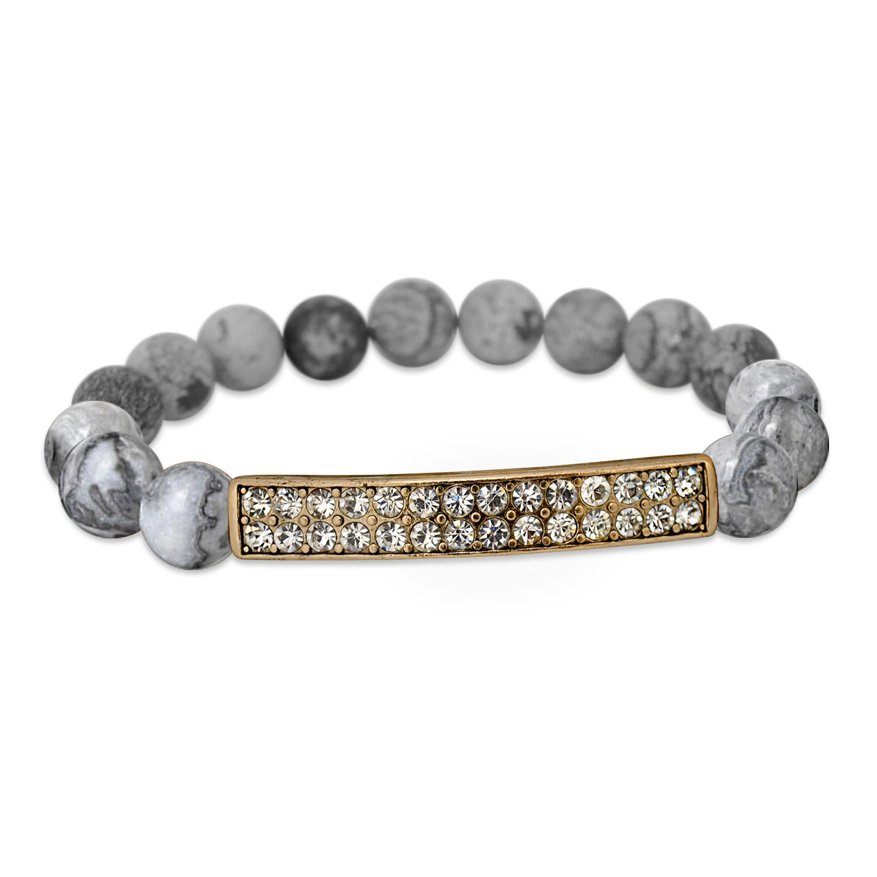 Natural Instincts Gray Pave Stretch Bracelet