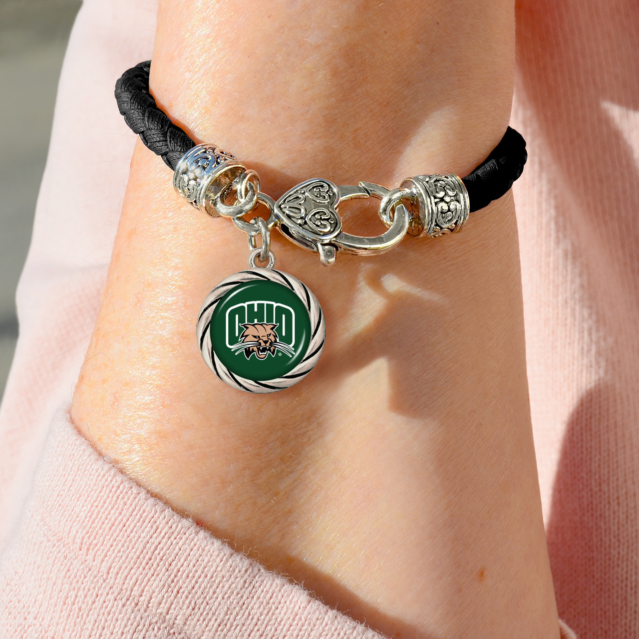 Ohio Bobcats Bracelet- Harvey Leather Twisted Rope