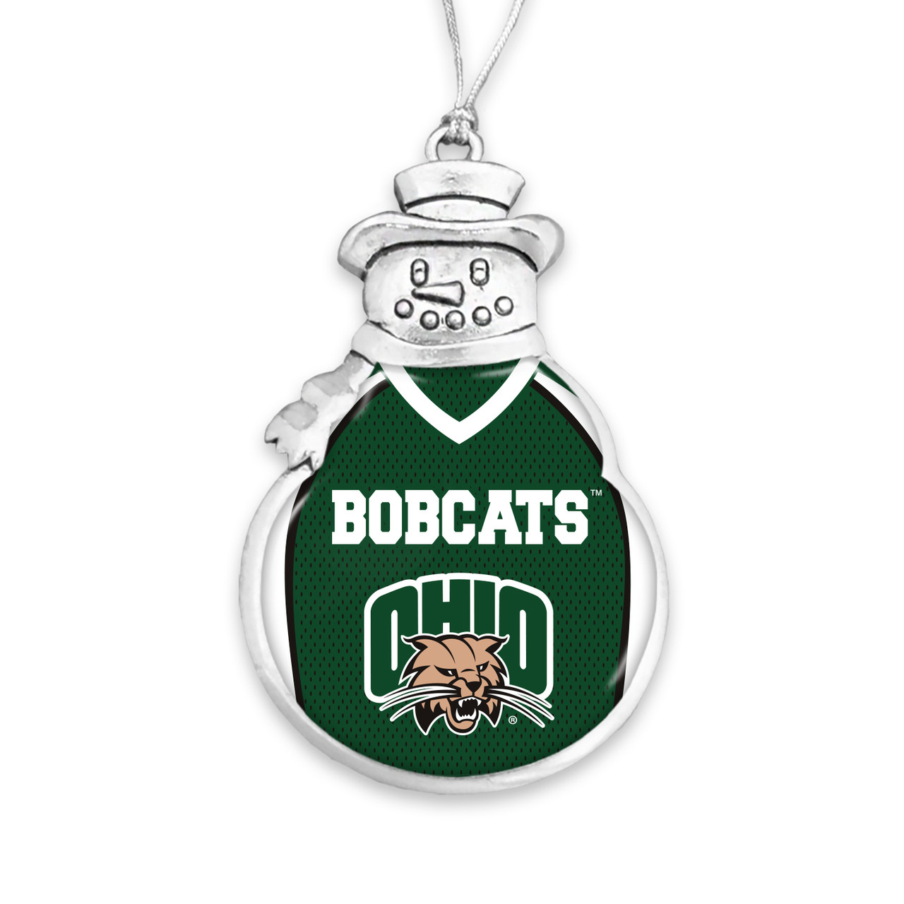 Ohio Bobcats Christmas Ornament- Snowman with Football Jersey