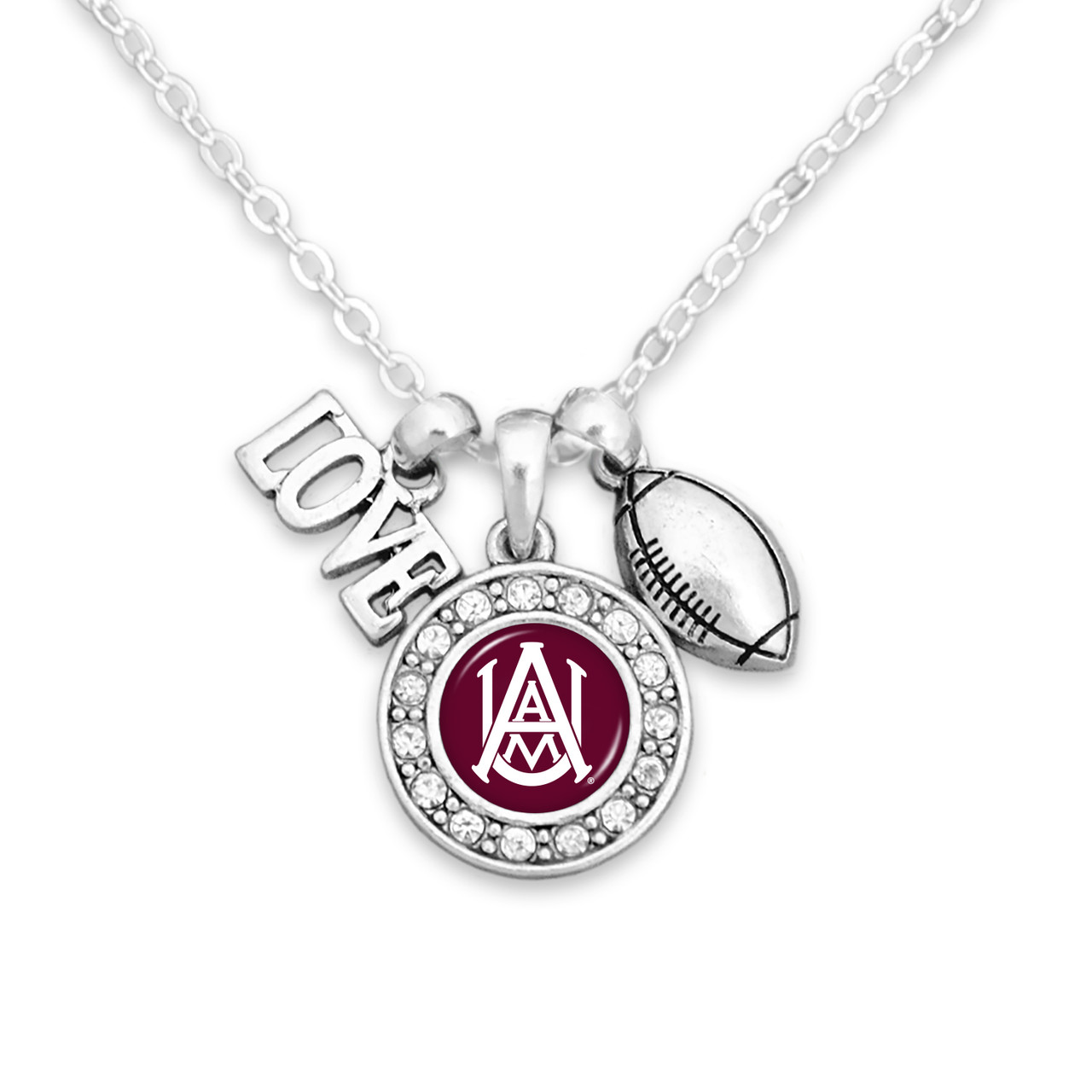 Alabama A&M Bulldogs Necklace- Football, Love and Logo