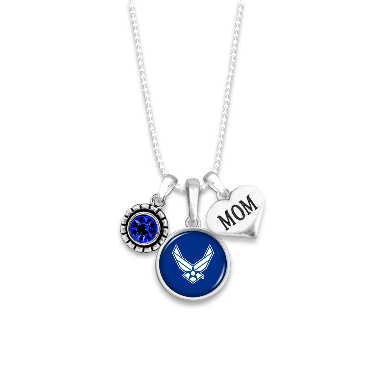 Military Necklace - Triple Charm - Air Force -  Mom