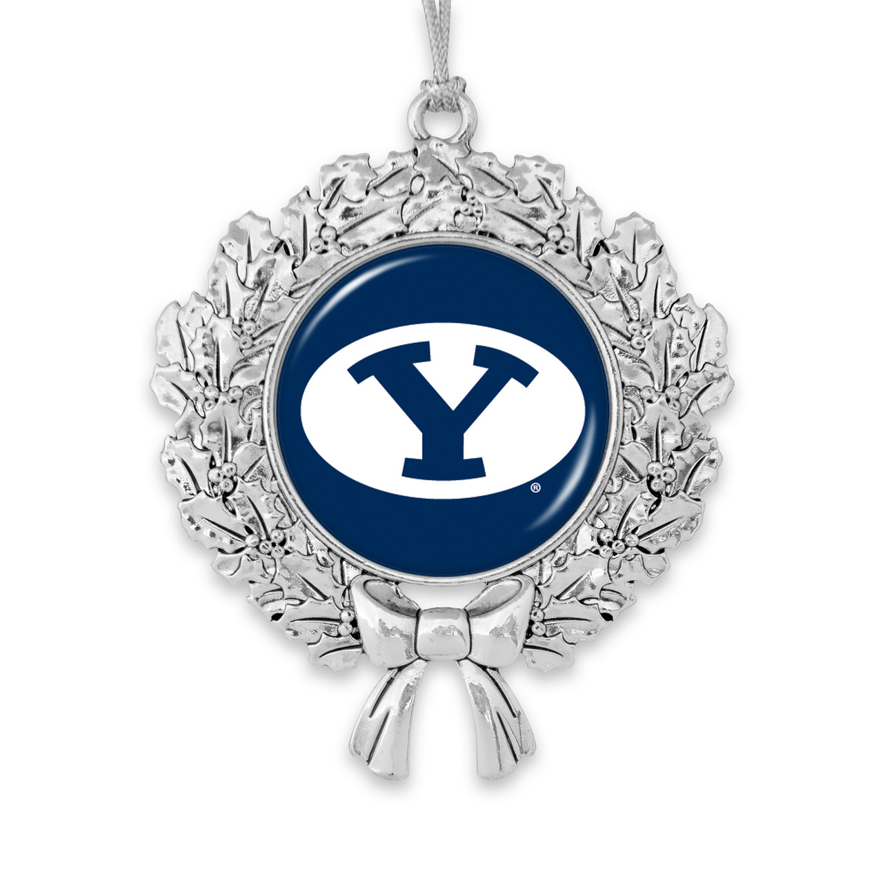 BYU Cougars Christmas Ornament- Wreath with Team Logo